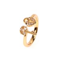 Brass Cuff Finger Ring, Adjustable & fashion jewelry & with cubic zirconia, nickel, lead & cadmium free 