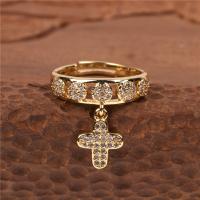 Brass Open Finger Ring, Adjustable & fashion jewelry & with cubic zirconia, nickel, lead & cadmium free 
