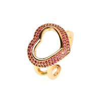 Brass Cuff Finger Ring, Adjustable & fashion jewelry & with cubic zirconia nickel, lead & cadmium free 
