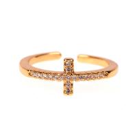 Brass Open Finger Ring, Adjustable & fashion jewelry & with cubic zirconia, nickel, lead & cadmium free 