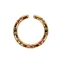 Brass Cuff Finger Ring, gold color plated, Adjustable & micro pave cubic zirconia & for woman, metallic color plated, 3mm 