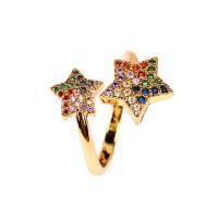 Brass Cuff Finger Ring, gold color plated, Adjustable & micro pave cubic zirconia & for woman, metallic color plated, 12mm 