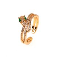 Brass Cuff Finger Ring, Snake, gold color plated, Adjustable & micro pave cubic zirconia & for woman, metallic color plated, 9mm 