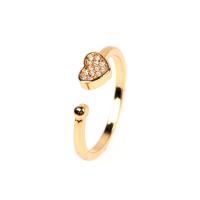 Латунь Манжеты палец кольцо, плакирован золотом, Регулируемый & инкрустированное микро кубического циркония & Женский, плакирование металлическим цветом, 5mm, продается PC