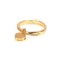 Brass Open Finger Ring, gold color plated, Adjustable & micro pave cubic zirconia & for woman, metallic color plated, 8mm 