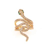 Brass Open Finger Ring, Snake, plated, Adjustable & micro pave cubic zirconia & for woman 