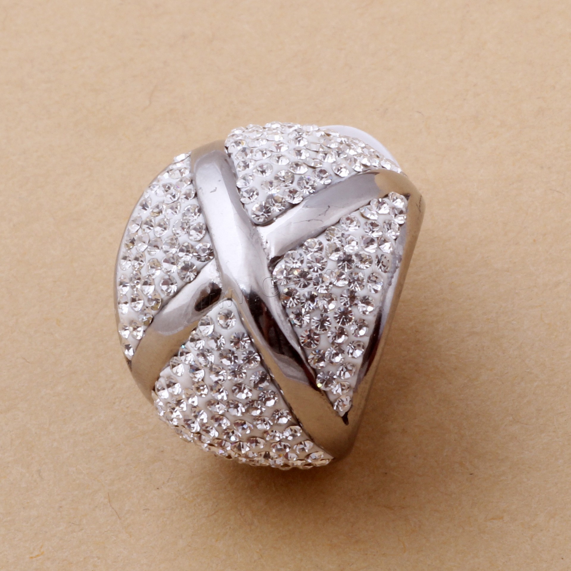 Anilo de dedo de acero inoxidable, estampado, diverso tamaño para la opción & para mujer & con diamantes de imitación, Vendido por UD
