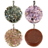 Gemstone Brass Pendants, with Gemstone, plated, fashion jewelry & DIY nickel, lead & cadmium free Approx 