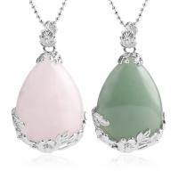 Gemstone Necklaces, Natural Stone, with Zinc Alloy, plated, fashion jewelry & for woman .2 Inch 