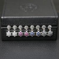 Sterling Silver Drop Earring, 925 Sterling Silver, Hexagram, silver color plated, micro pave cubic zirconia & for woman 
