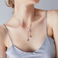 Stainless Steel Jewelry Necklace, with Sapphire​, plated, fashion jewelry & for woman, 260mm 