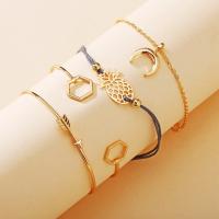 Zinc Alloy Bracelet Set, bracelet, with Polyamide, plated, 4 pieces & fashion jewelry & for woman, nickel, lead & cadmium free 