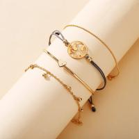 Zinc Alloy Bracelet Set, bracelet, with Polyamide, plated, 4 pieces & fashion jewelry & for woman, nickel, lead & cadmium free 