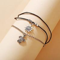 Zinc Alloy Anklet, with leather cord, plated, fashion jewelry & for woman nickel, lead & cadmium free 