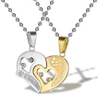 Couple Jewelry Necklace, Titanium Steel, durable & Korean style & with rhinestone 51-80cmuff0c 