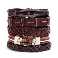 Faux Leather Bracelet Set, bracelet, with Zinc Alloy, 5 pieces & fashion jewelry, 60mm 