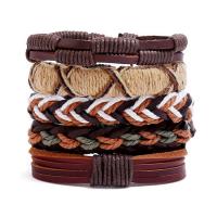 Faux Leather Bracelet Set, bracelet, with Linen, 5 pieces & fashion jewelry, 60mm 