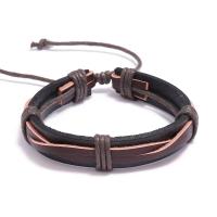 Men Bracelet, Faux Leather, with Wax Cord, fashion jewelry & Unisex, 17-18CM 