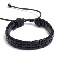 Men Bracelet, PU Leather, with Wax Cord, fashion jewelry & Unisex, 17-18CM 