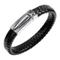 Men Bracelet, Faux Leather, with Stainless Steel, fashion jewelry & for man 13mm .3 Inch 