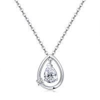 Sterling Silver Pendants, 925 Sterling Silver, with Crystal, Teardrop, platinum plated, for woman & hollow 