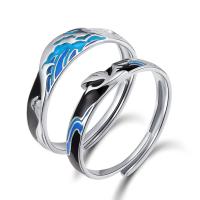 Couple Finger Rings, 925 Sterling Silver, silver color plated, adjustable & epoxy gel & for couple, US Ring .5 