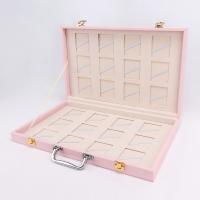 Multifunctional Jewelry Box, PU Leather, Square, plated, pink 