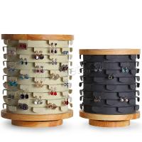 Exhibición de pendiente de madera, PU de microfibra, con madera, Columna, Sostenible & Rotación de 360 grados & diverso tamaño para la opción, dos diferentes colores, 230*280mm, Vendido por UD
