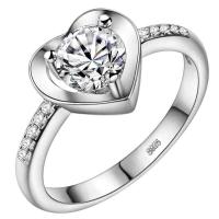 Rhinestone Brass Finger Ring, Heart, platinum plated & micro pave rhinestone & for woman 10*10mm 