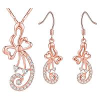 Fashion Sterling Silver Jewelry Sets, 925 Sterling Silver, earring, Flower, plated & micro pave rhinestone & for woman 10*23,9*36mm 
