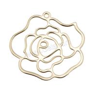 Brass Flower Pendants, gold color plated, DIY & hollow 