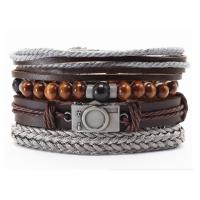 Men Bracelet, Faux Leather, bracelet, with Zinc Alloy, portable & Unisex, brown, 18CM 
