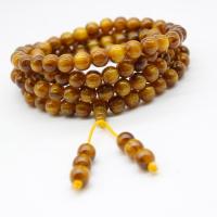 Plastic Buddhist Beads Bracelet, with Resin, Ball, multilayer & Unisex, earth yellow, 10mm  