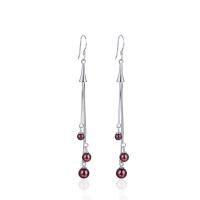 Sterling Silver Drop Earring, 925 Sterling Silver, with Garnet, platinum plated, fashion jewelry & for woman 
