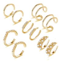 Earring Cuff and Wraps, Brass, plated, 5 pieces & micro pave cubic zirconia & for woman 10-12mm 
