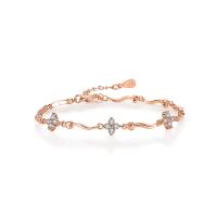 Cubic Zirconia Micro Pave Brass Bracelet, with 1.77 Inch extender chain, rose gold color plated, micro pave cubic zirconia & for woman, metallic color plated, 170mm Approx 6.69 Inch 