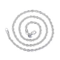 Латунь цепи ожерелье, Другое покрытие, разный размер для выбора & Мужский, серебряный, 4mm, продается Strand