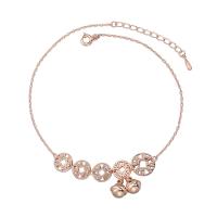 925 Sterling Silver Anklet, rose gold color plated, for woman .46 Inch 