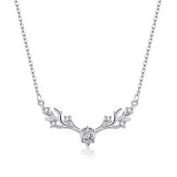 Rhinestone Brass Necklace, with 18K White Gold, with 3.5cm extender chain, plated, for woman & with rhinestone 30mm .53 Inch 