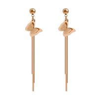 Titanium Steel Tassel Earring, rose gold color plated, for woman 