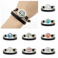 Perfume Aromatherapy Bracelet, Alloy, with PU Leather, Round, plated & hollow 25mm  