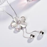 Fashion Sweater Chain Necklace, Alloy, Flower, plated, for woman & with rhinestone, white, 800*45mm 