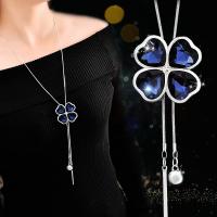 Fashion Sweater Chain Necklace, Alloy, Four Leaf Clover, plated, four leaf clover design & for woman 920*37mm 
