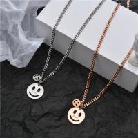 Fashion Sweater Chain Necklace, Titanium Steel, Smiling Face, plated two different colored, u94feu957f650+50mm  u7b11u8138u7ea625mm 