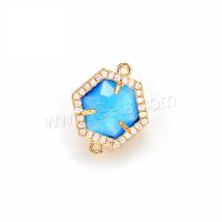 Cubic Zirconia Micro Pave Brass Connector, with Glass, Hexagon, plated, micro pave cubic zirconia Approx 1mm 