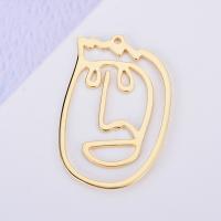 Hollow Brass Pendants, Face, gold color plated, DIY, metallic color plated 