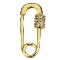 Fashion Carabiner Key Ring, Brass, Paper Clip, gold color plated, micro pave cubic zirconia, metallic color plated 