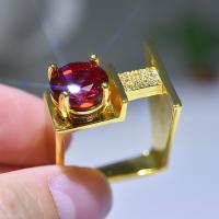 Zirkonia Messing Finger Ring, mit kubischer Zirkonia, Geometrisches Muster, plattiert, für Frau, goldfarben, 10mm, verkauft von PC