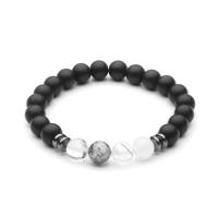 Gemstone Bracelets, Natural Stone, with Black Rutilated Quartz, Round, plated, Unisex & frosted 70*55,8*8*6mm 