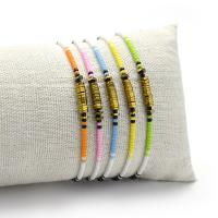 Glass Seed Beads Bracelets, Seedbead, with Hematite, Round, Length Adjustable & braided bracelet & Unisex 50mm 